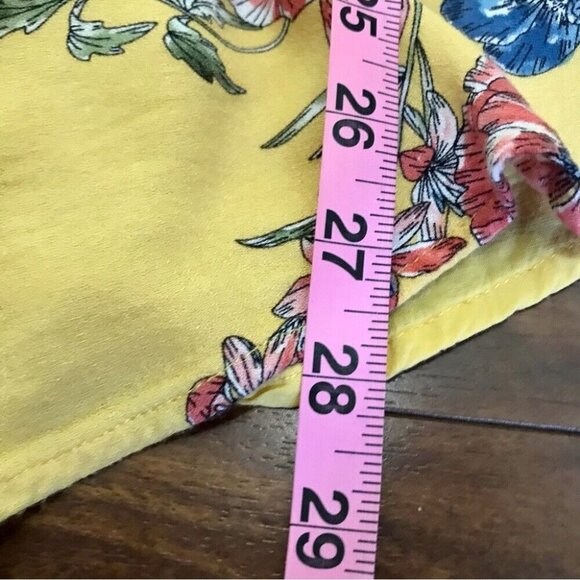 Lush  Women's Yellow Floral Beachy Romper w/ Cutouts Double Tie Front Size Small - Picture 10 of 12